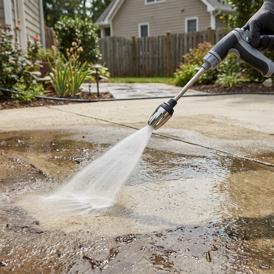 Turbowasher hose attachment cleaning a driveway