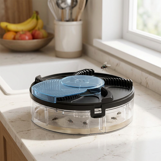 Automatic fly catcher placed on a kitchen counter