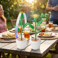 Tabletop fly repellent fan placed on an outdoor table