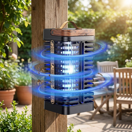 Bug zapper hanging on an outdoor patio