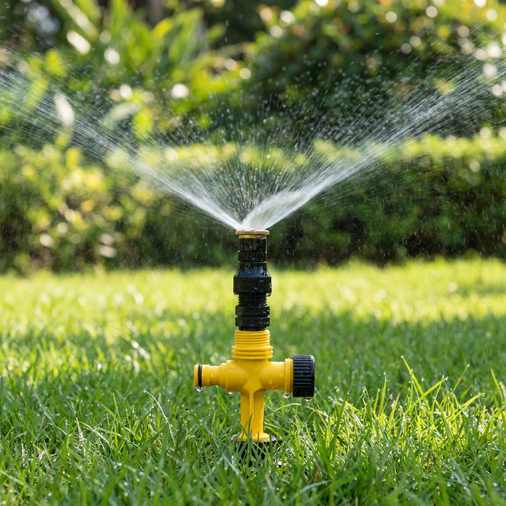 360 degree garden sprinkler watering a lawn