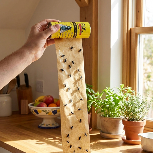 Fly swatter roller used in a home kitchen