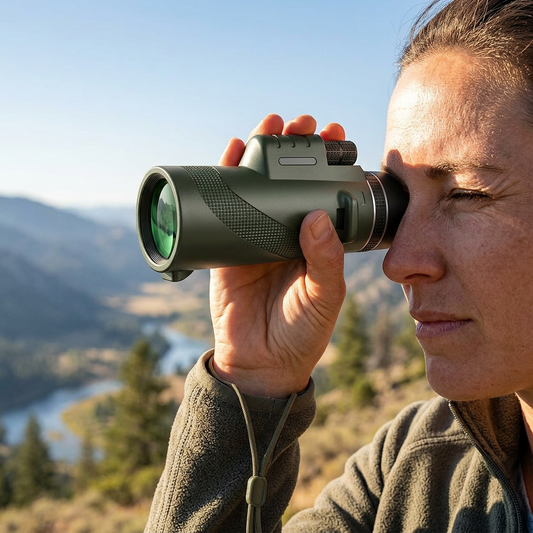 Handheld monocular used to view outdoor scenery