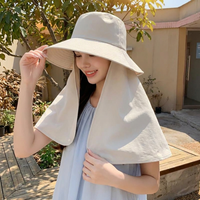 Woman wearing wide brim sun hat outdoors