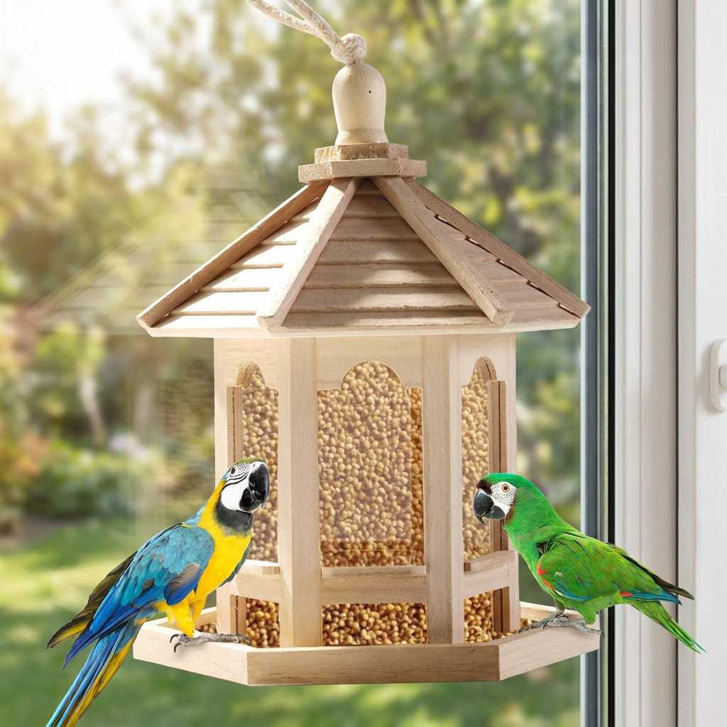 Bird feeder mounted outside a window