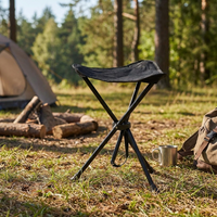 Folding chair set up outdoors at a campsite