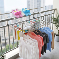 Balcony clothes dryer set up with clothes drying